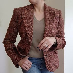 NWT - The Limited size 2 wool blend blazer, orange/pink tweed